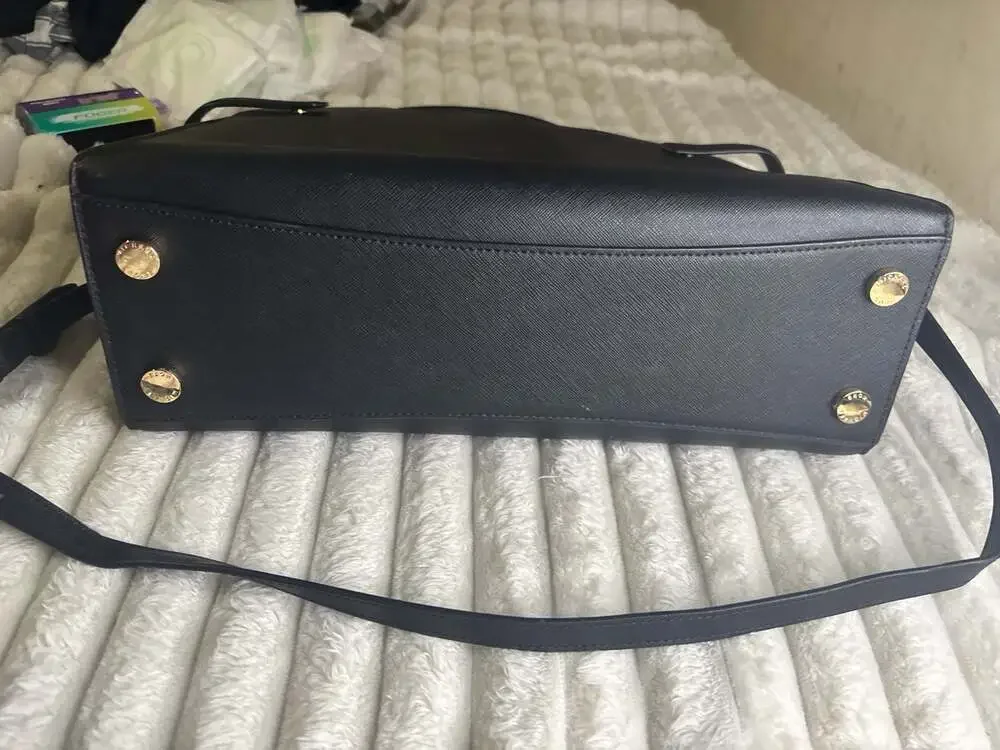 Michael Kors Karla Medium East West Satchel in Black Saffiano Leather